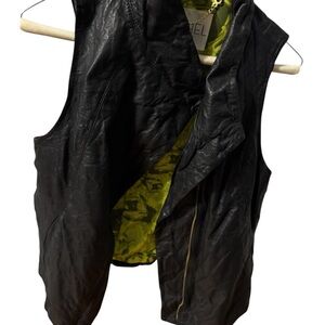 RACHEL Rachel Roy Black Vest with Vibrant Yellow Interior